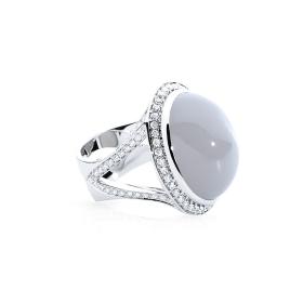 Weißgold, Ringe, Tamara Comolli CUSHION Ring small grauer Mondstein R-Cush-s-MoGr-p-wg