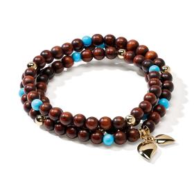 Gelbgold, Armschmuck, Tamara Comolli INDIA Armband medium Snakewood Türkis B-IND-SWTur-3-m-yg