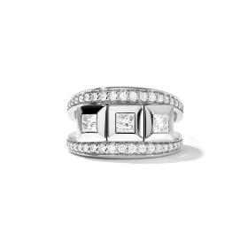 Weißgold, Ringe, Tamara Comolli CURRICULUM VITAE 3 Ring mit Diamant Pavé medium R-CV3-m-Pr-p-wg