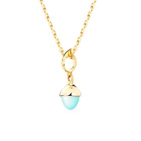 Gelbgold, Halsschmuck, Tamara Comolli MIKADO Anhänger Flamenco Aqua Chalcedon P-MFL-ChAq-yg