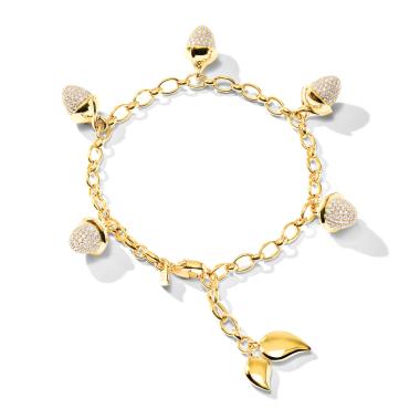 Armschmuck, Gelbgold, Tamara Comolli MIKADO Flamenco Charm Diamond Pavé Armband