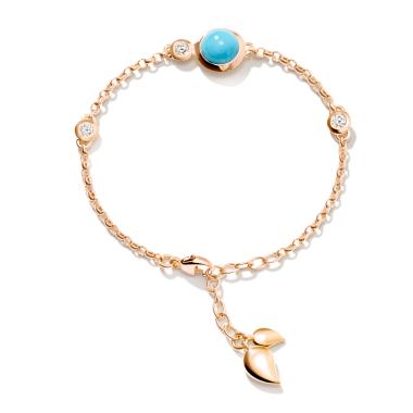 Armschmuck, Roségold, Tamara Comolli BOUTON Armband Mini Chain 'Turquoise' small/medium