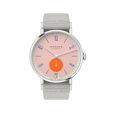 Unisex, Handaufzug, NOMOS Glashütte Tangente 38 Datum Flamingopink 