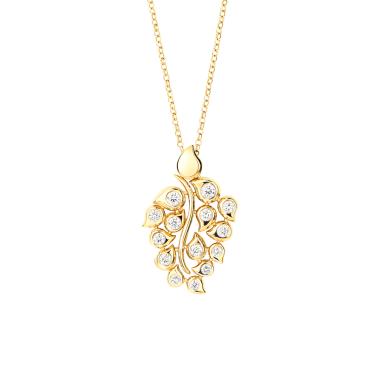 Halsschmuck, Gelbgold, Tamara Comolli SNOWFLAKES Anhänger Leaf Classic