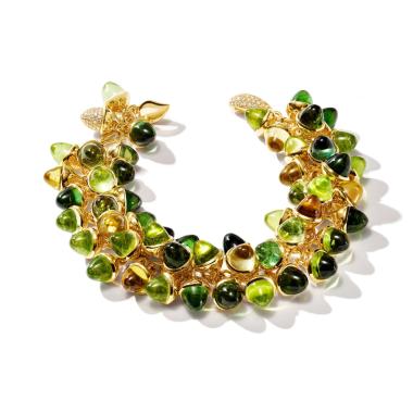 Armschmuck, Gelbgold, Tamara Comolli MIKADO Armband Flamenco Charm 'Rainforest'