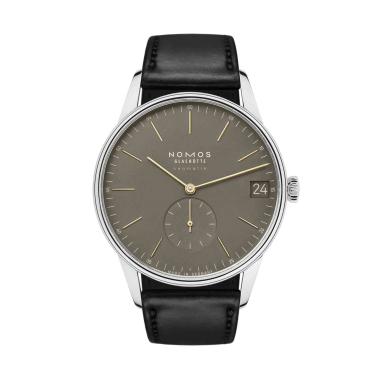 Herrenuhr, Automatik, NOMOS Glashütte Orion neomatik 41 Datum olivgold