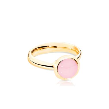 Ringe, Gelbgold, Tamara Comolli BOUTON Ring small Pinker Chalcedon