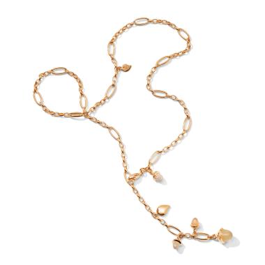 Halsschmuck, Roségold, Tamara Comolli MIKADO Delicate Collier Camel mit Diamant Pavé 