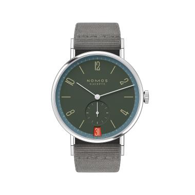 Unisex, Handaufzug, NOMOS Glashütte Tangente 38 Datum Lakritze 