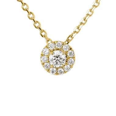 Halsschmuck, Gelbgold, Ruppenthal Brillant-Anhänger "Halo" mit Collier 