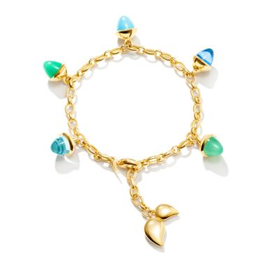 Armschmuck, Gelbgold, Tamara Comolli MIKADO Armband Flamenco Charm 'Lagoon' 