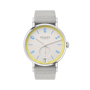 Unisex, Handaufzug, NOMOS Glashütte Tangente 38 Datum Lemonbiscuit 