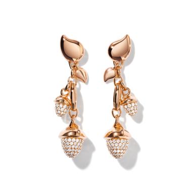 Ohrringe, Roségold, Tamara Comolli MIKADO Dangling 2 Acorns Ohrringe mit Diamant Pavé  